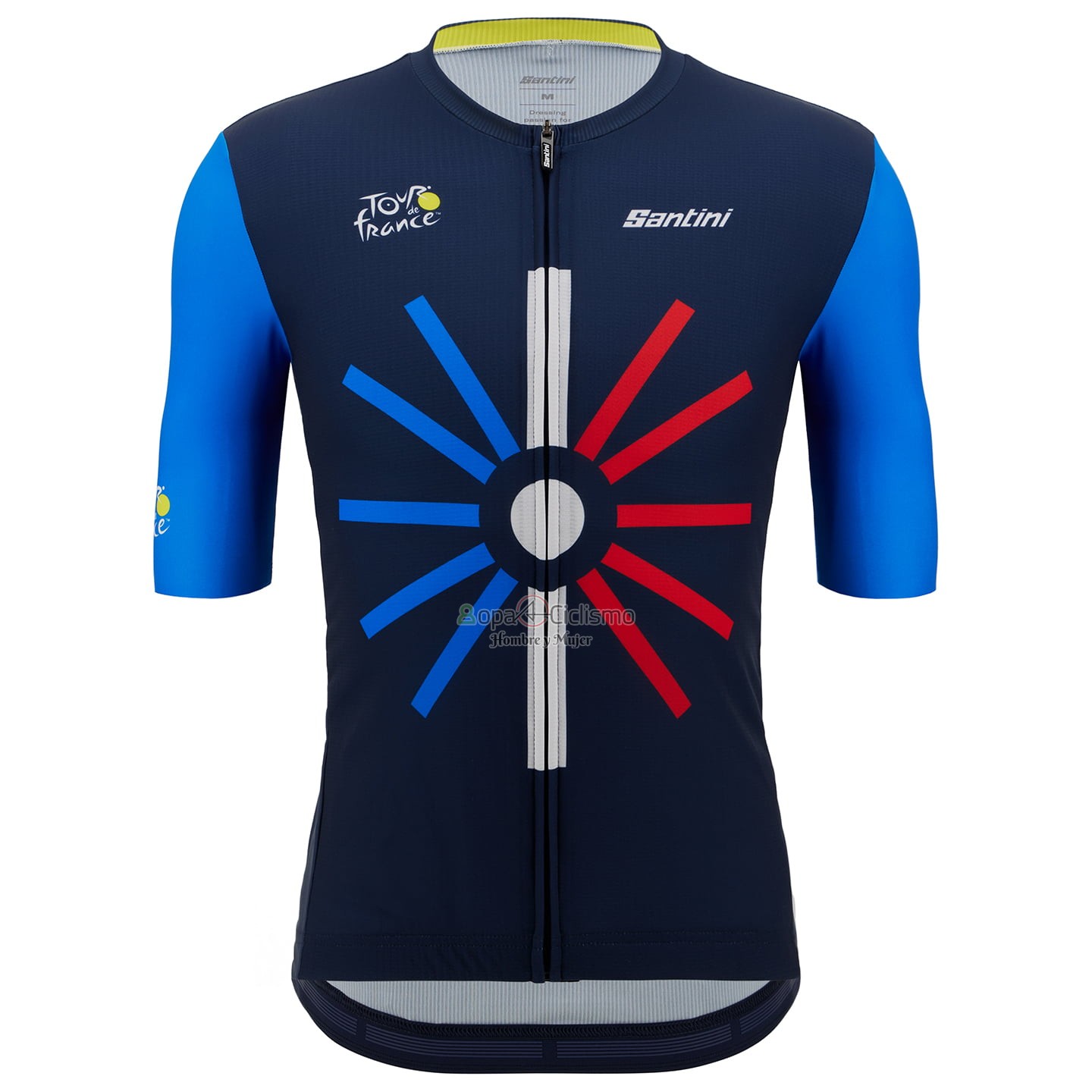Tour DE Francia Ropa Ciclismo Culotte Corto 2023 Hombre Mangas Cortas Negro Azul